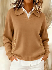 VYNETTE | V-NECK SWEATER WITH COLLAR