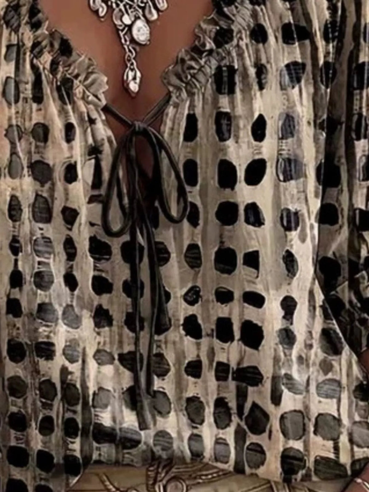 Harper Boho Blouse | Plus Size Abstract Print Tie-Neck Blouse