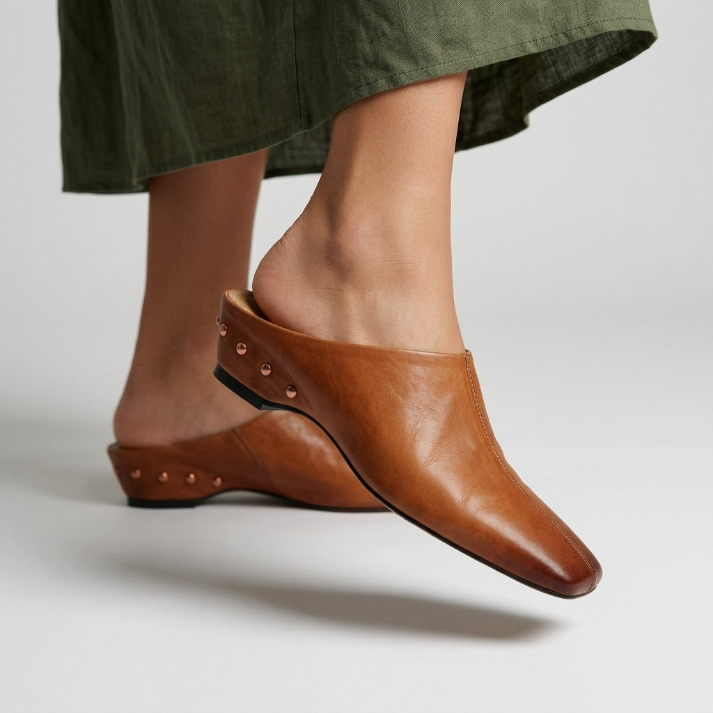 Rora Square Toe Leather Mule