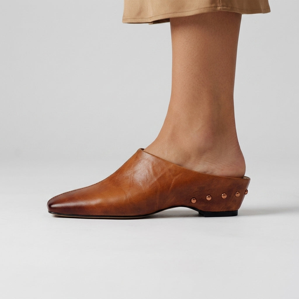 Rora Square Toe Leather Mule