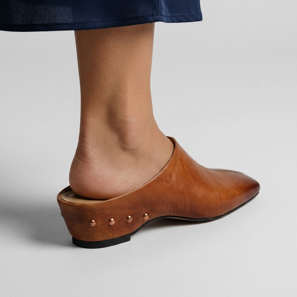 Rora Square Toe Leather Mule