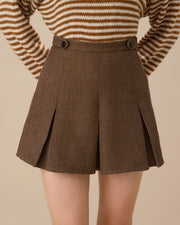 Cindy Brown Striped Pleated Mini Skirt