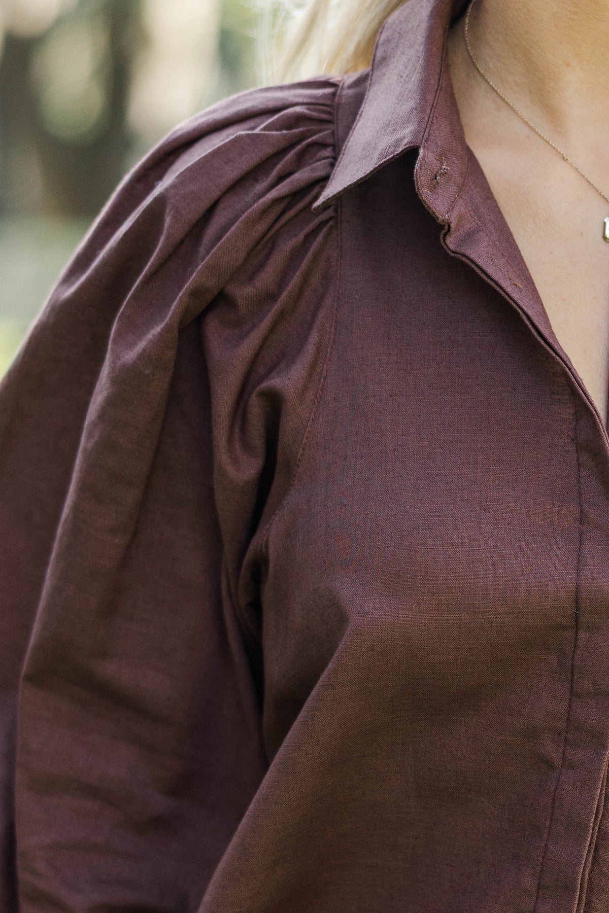 Claire | Brown Bubble Sleeve Blouse
