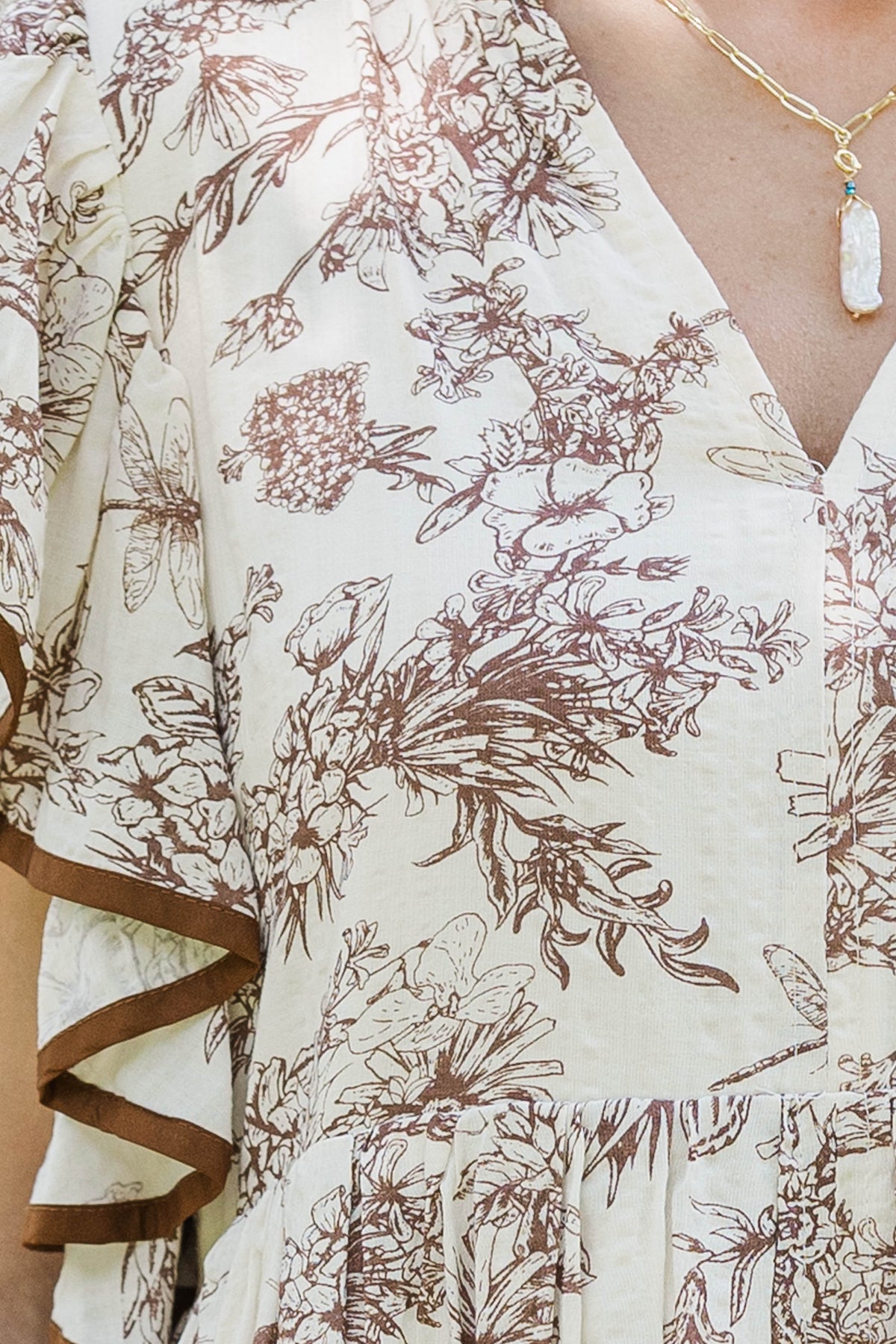 Amelia | Stay Consistent Brown Toile Midi Dress