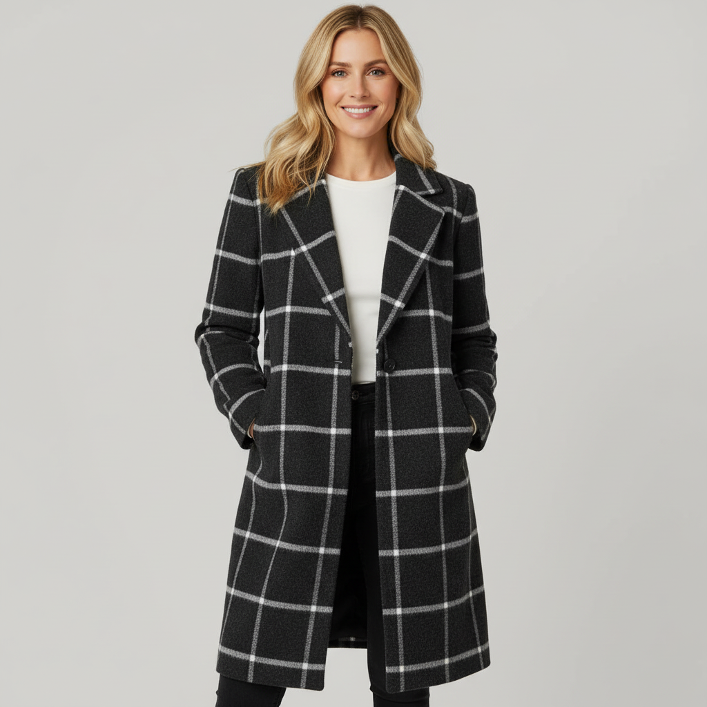 Adriana | Checkered Winter Trench Coat