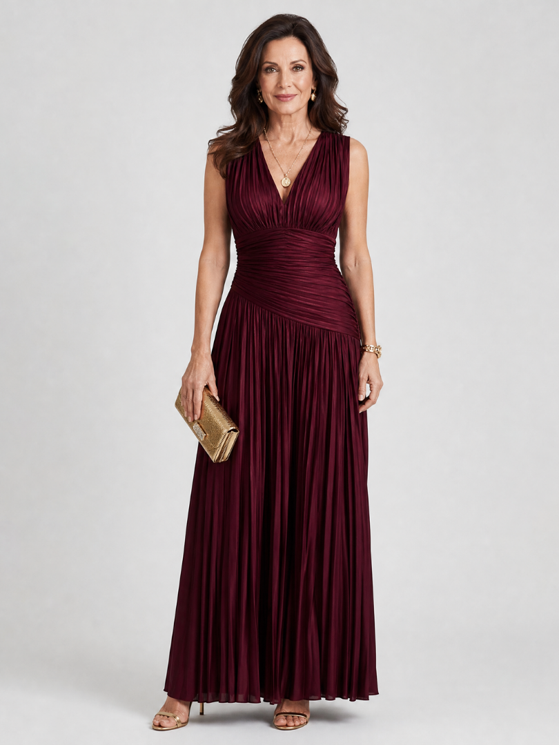 Lemar Sleeveless V Neck Midi Dress