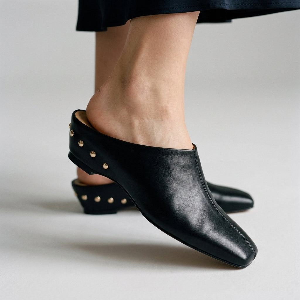 Rora Square Toe Leather Mule