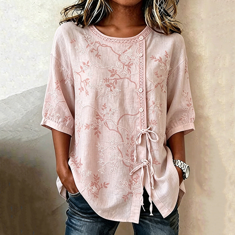 Susan | Vintage Leaf Print Blouse
