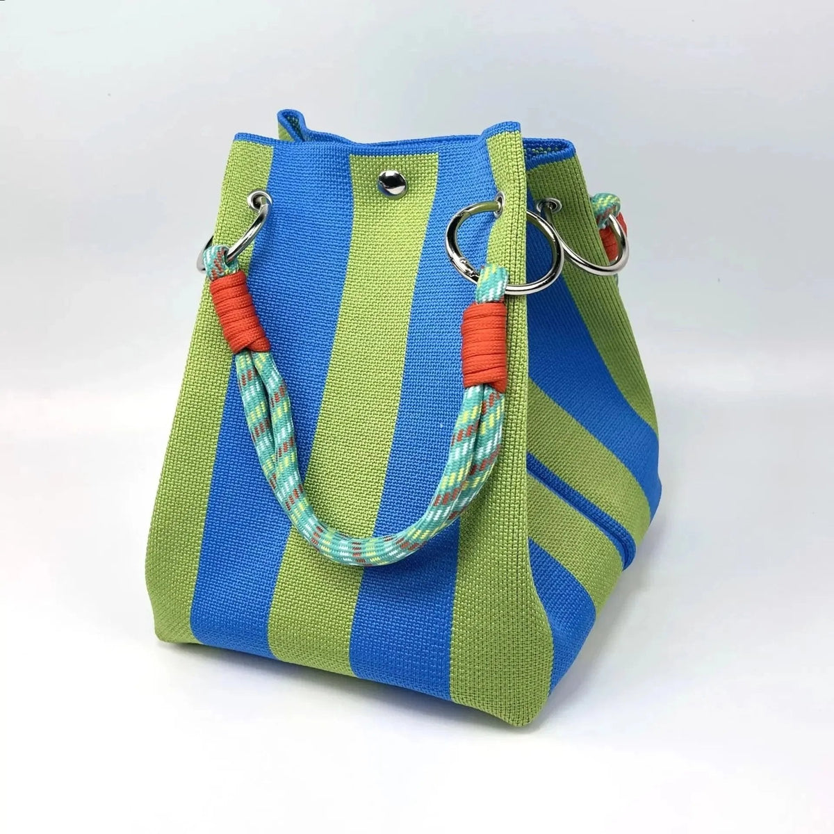 Boho Striped Knit Bucket Handbag