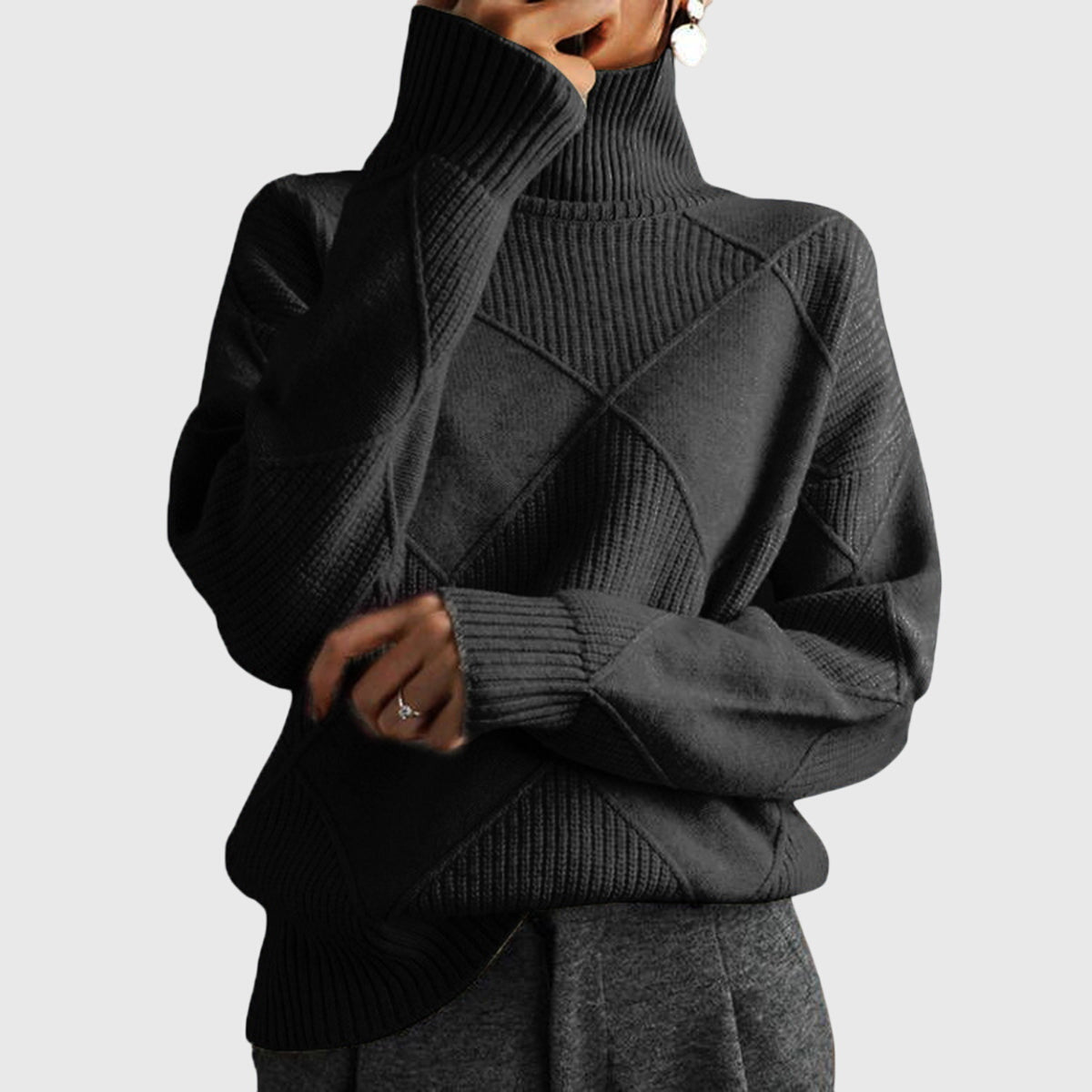 Annelise Diamond-Knit Turtleneck