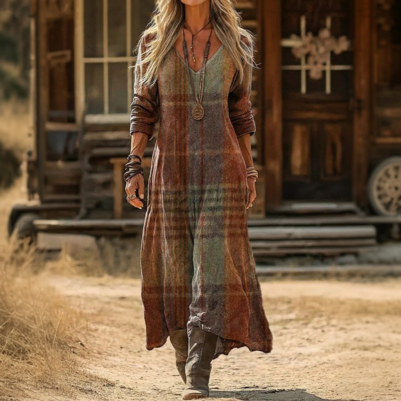 GENEVRA | PLAID PRINT MAXI DRESS