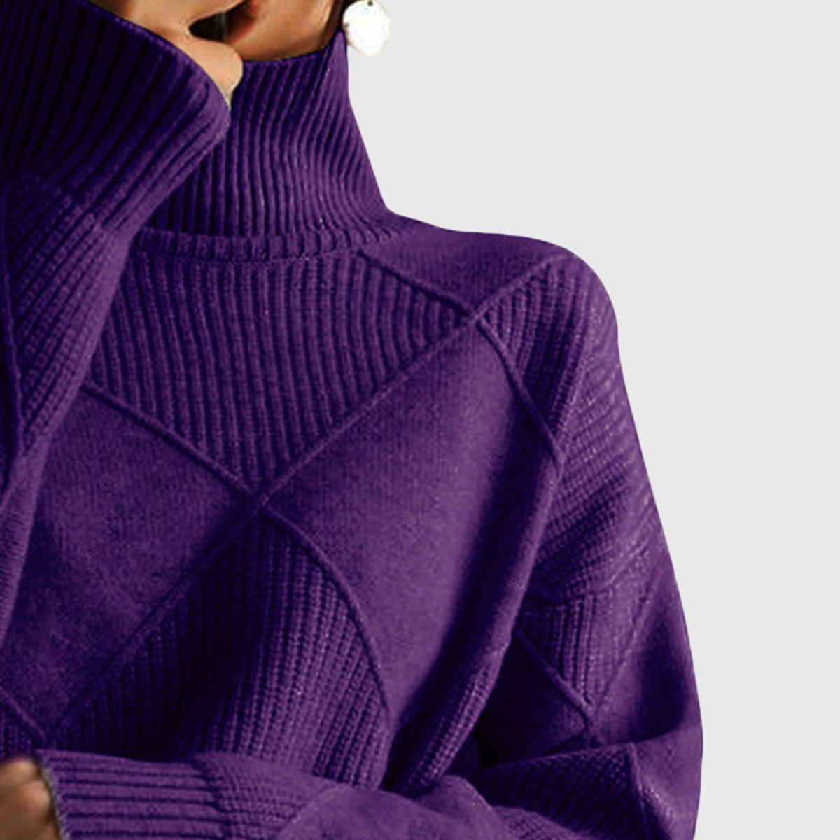 Annelise Diamond-Knit Turtleneck