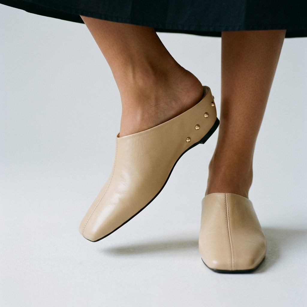 Rora Square Toe Leather Mule