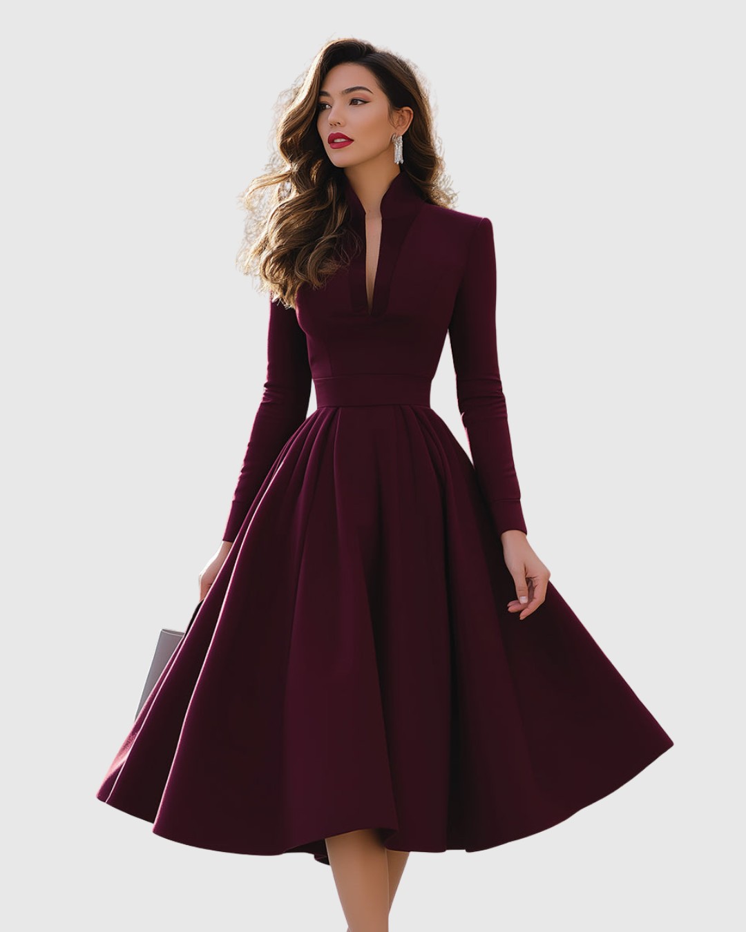 AVELINA | V-NECK MIDI DRESS
