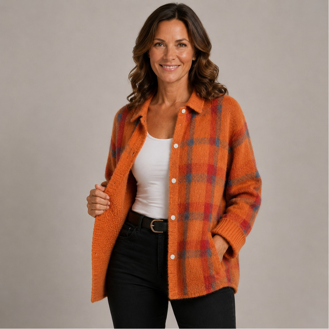 Anna  Plaid Knit Cardigan