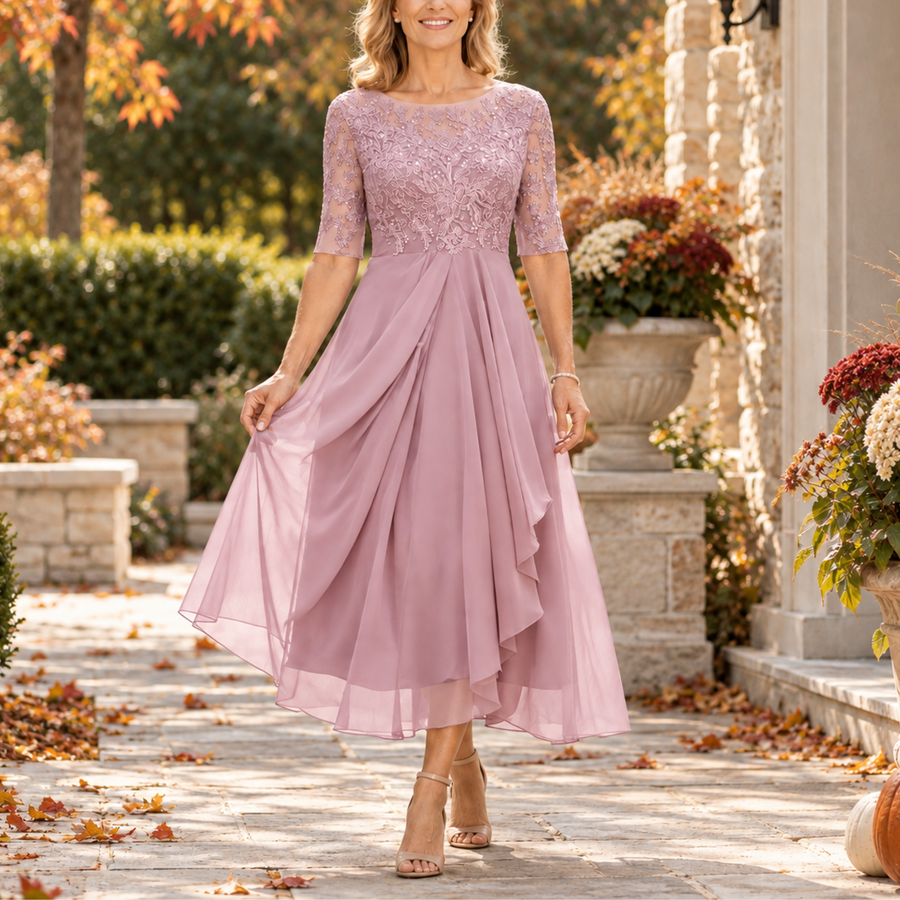 Cassandra Lace Dress in Pink
