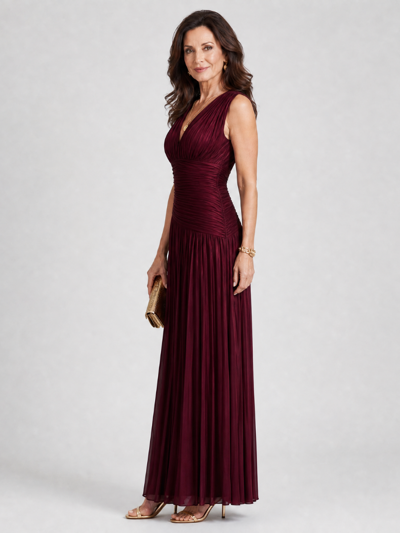 Lemar Sleeveless V Neck Midi Dress
