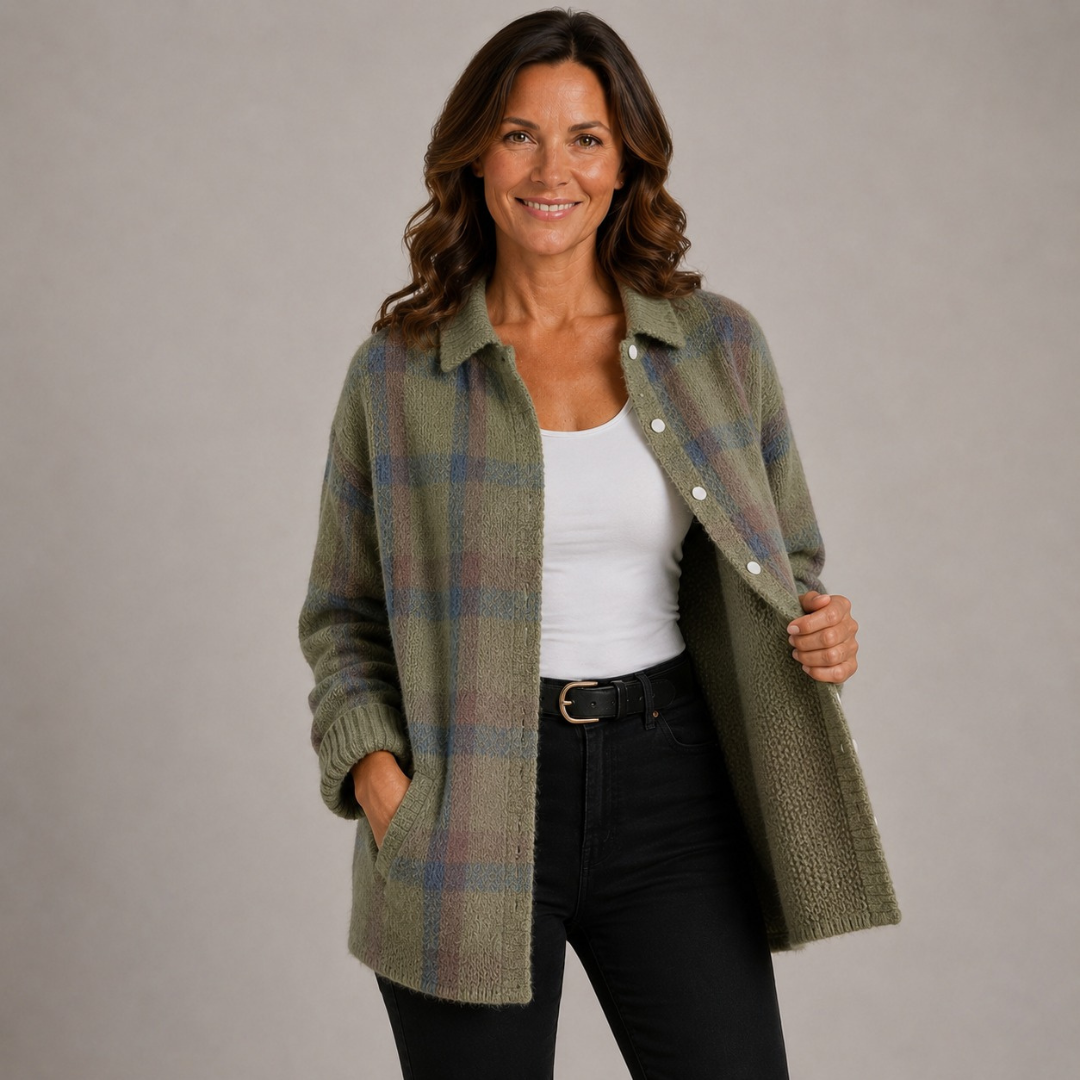 Anna  Plaid Knit Cardigan