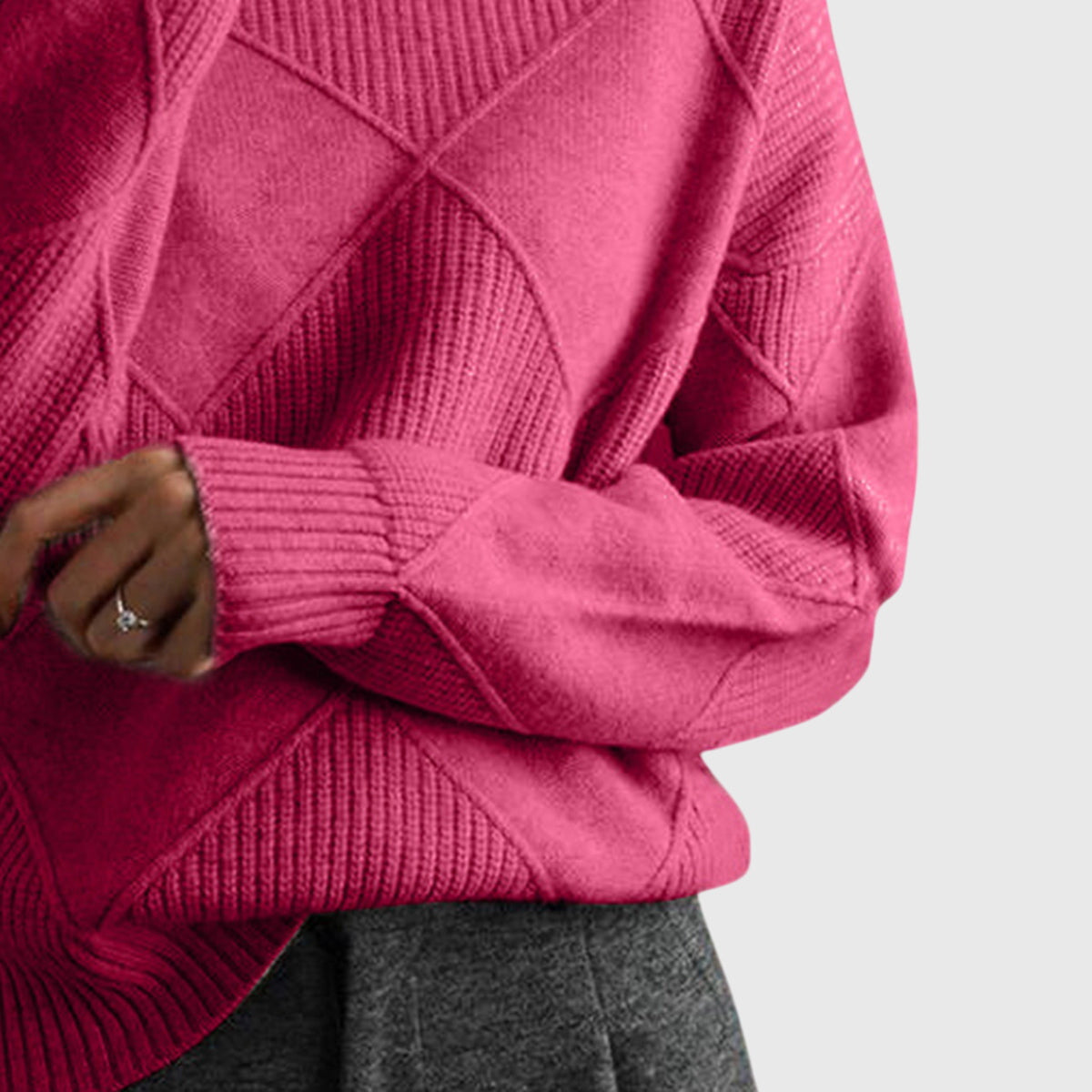 Annelise Diamond-Knit Turtleneck