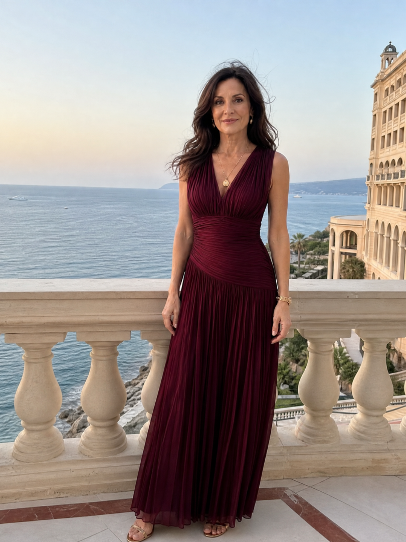 Lemar Sleeveless V Neck Midi Dress