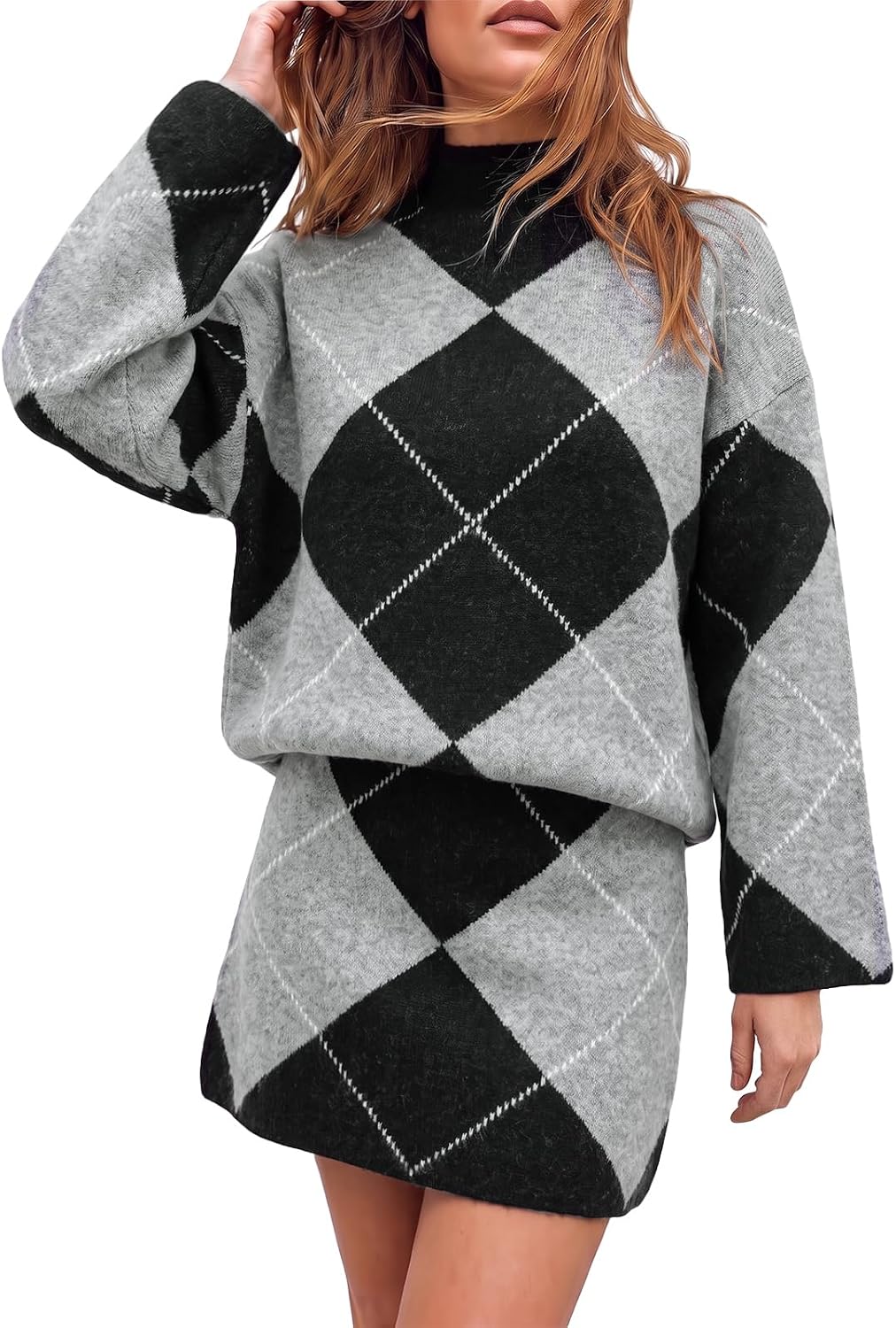 Clarissa Argyle Jumper and Skirt Set