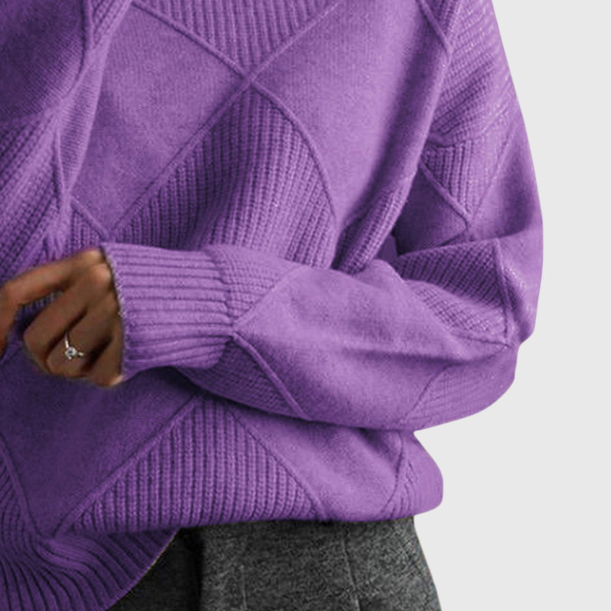 Annelise Diamond-Knit Turtleneck