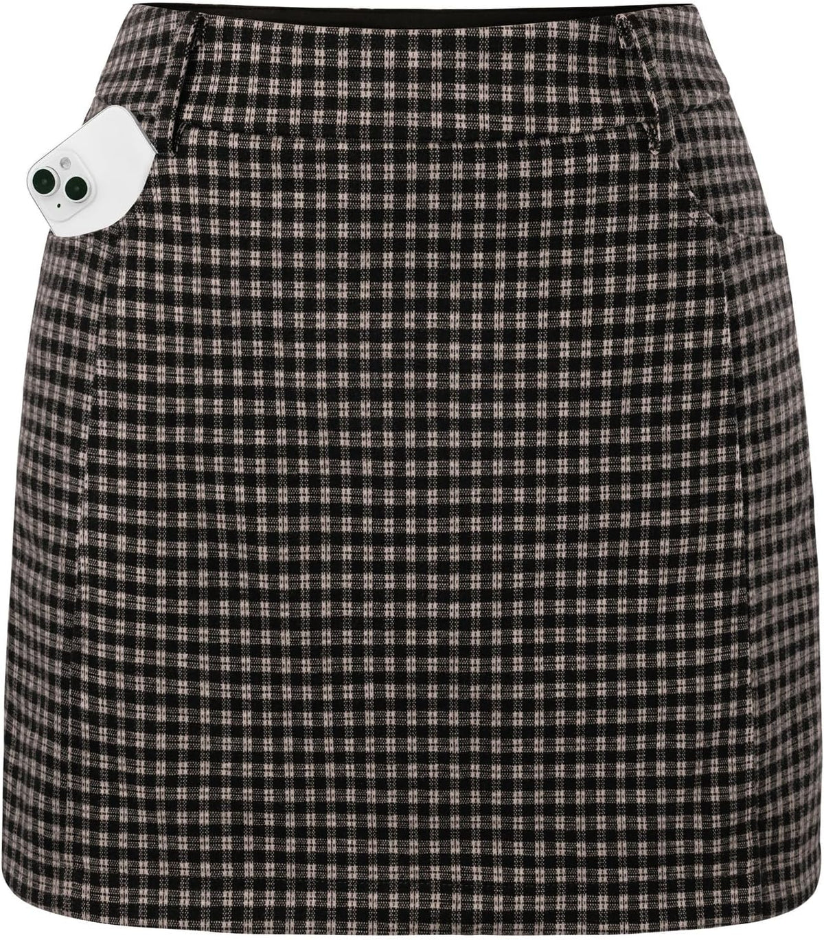 Women Plaid Mini Skirts with Shorts, High Waist Pencil Skort with Pockets