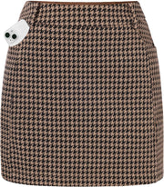 Women Plaid Mini Skirts with Shorts, High Waist Pencil Skort with Pockets