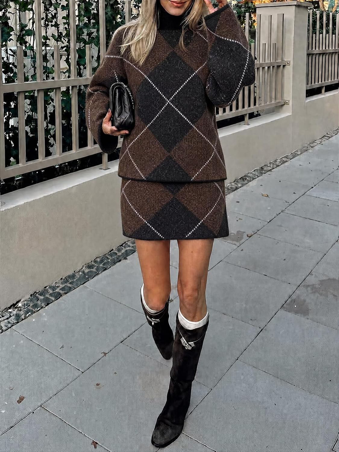 Clarissa Argyle Jumper and Skirt Set