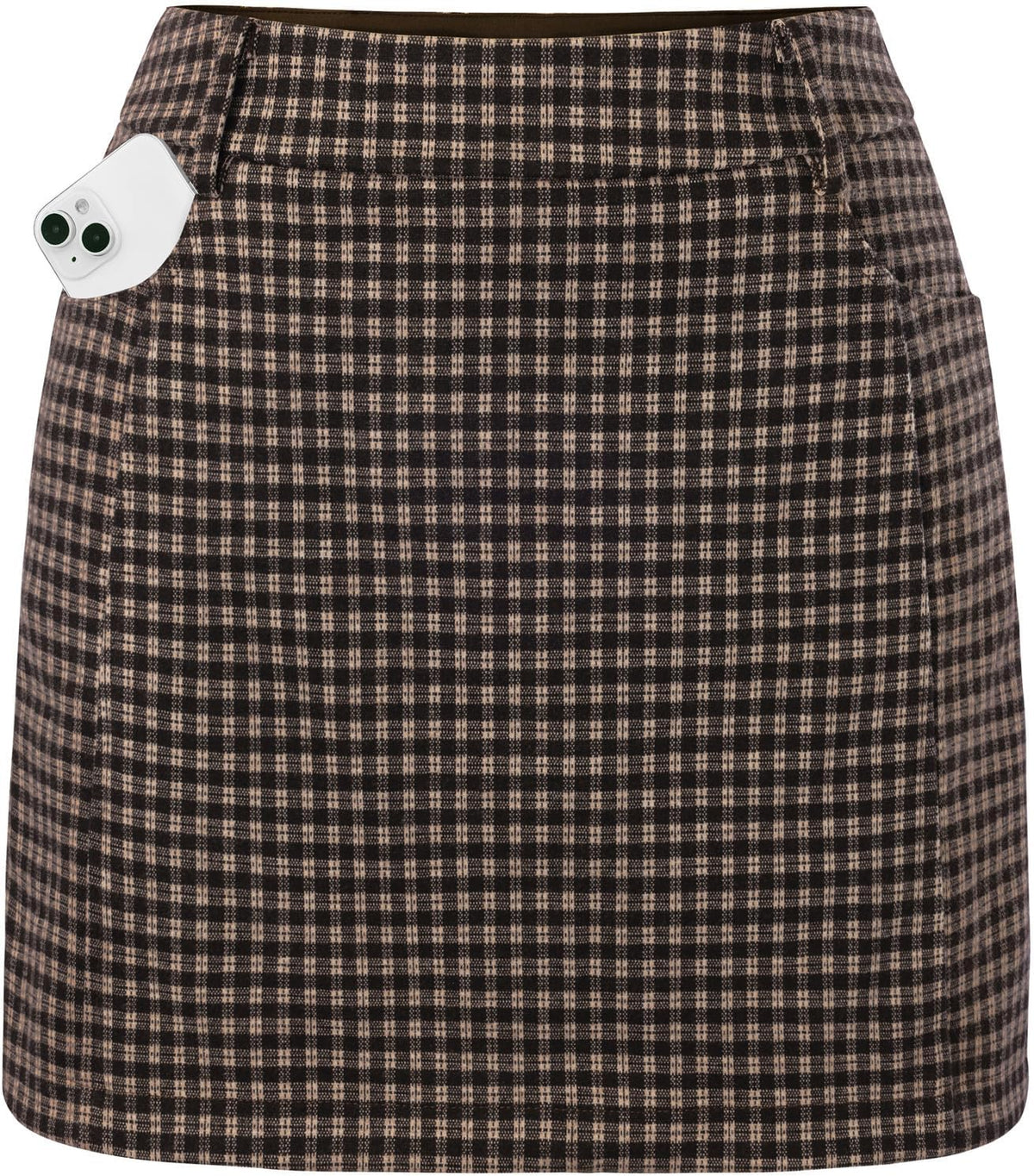 Women Plaid Mini Skirts with Shorts, High Waist Pencil Skort with Pockets