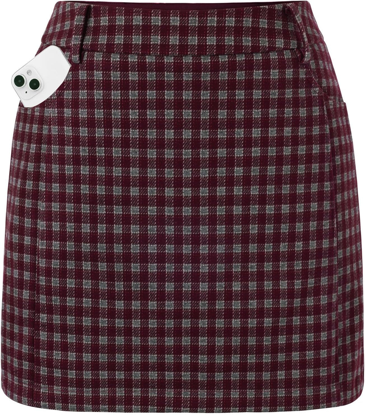 Women Plaid Mini Skirts with Shorts, High Waist Pencil Skort with Pockets