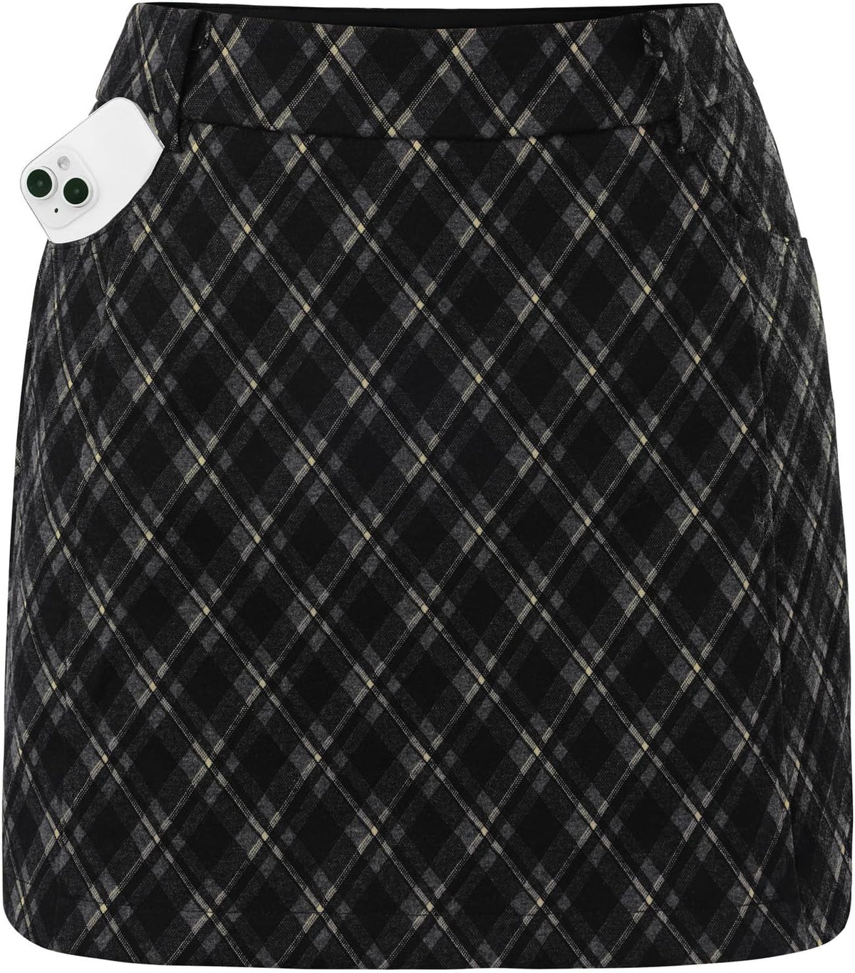 Women Plaid Mini Skirts with Shorts, High Waist Pencil Skort with Pockets