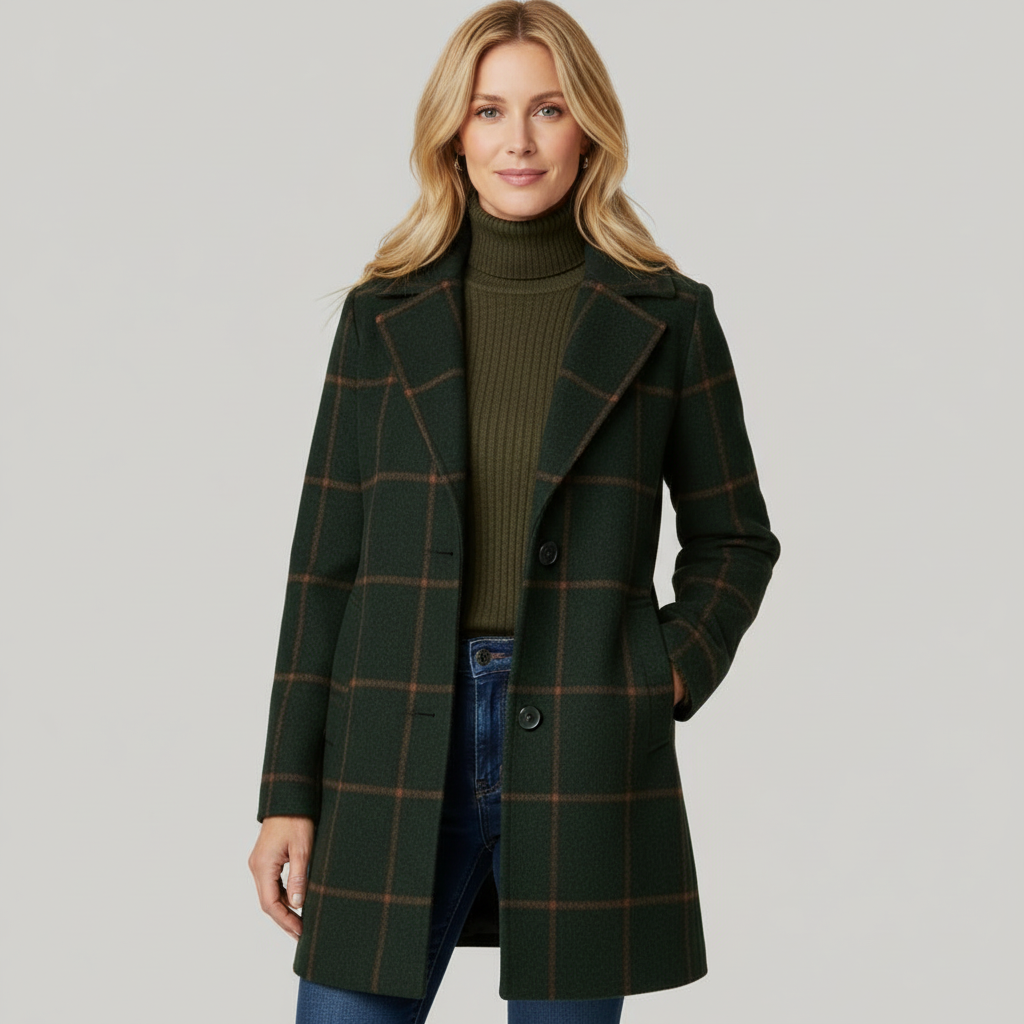 Adriana | Checkered Winter Trench Coat