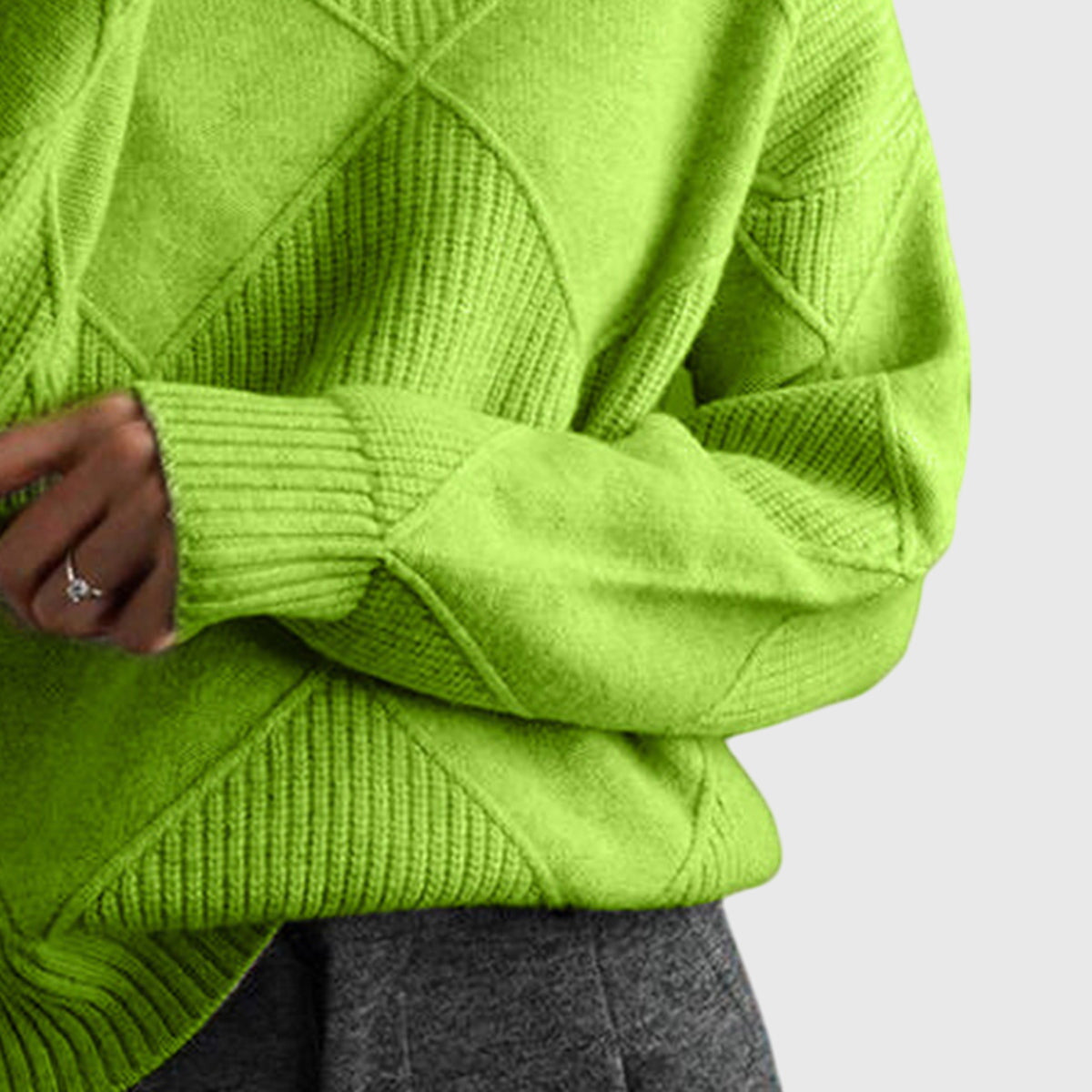 Annelise Diamond-Knit Turtleneck