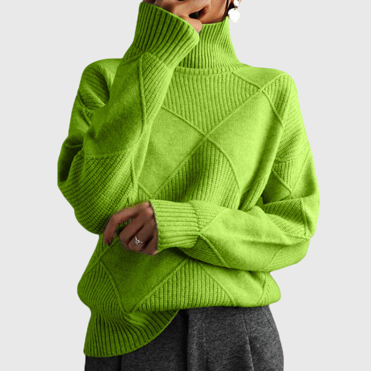 Annelise Diamond-Knit Turtleneck