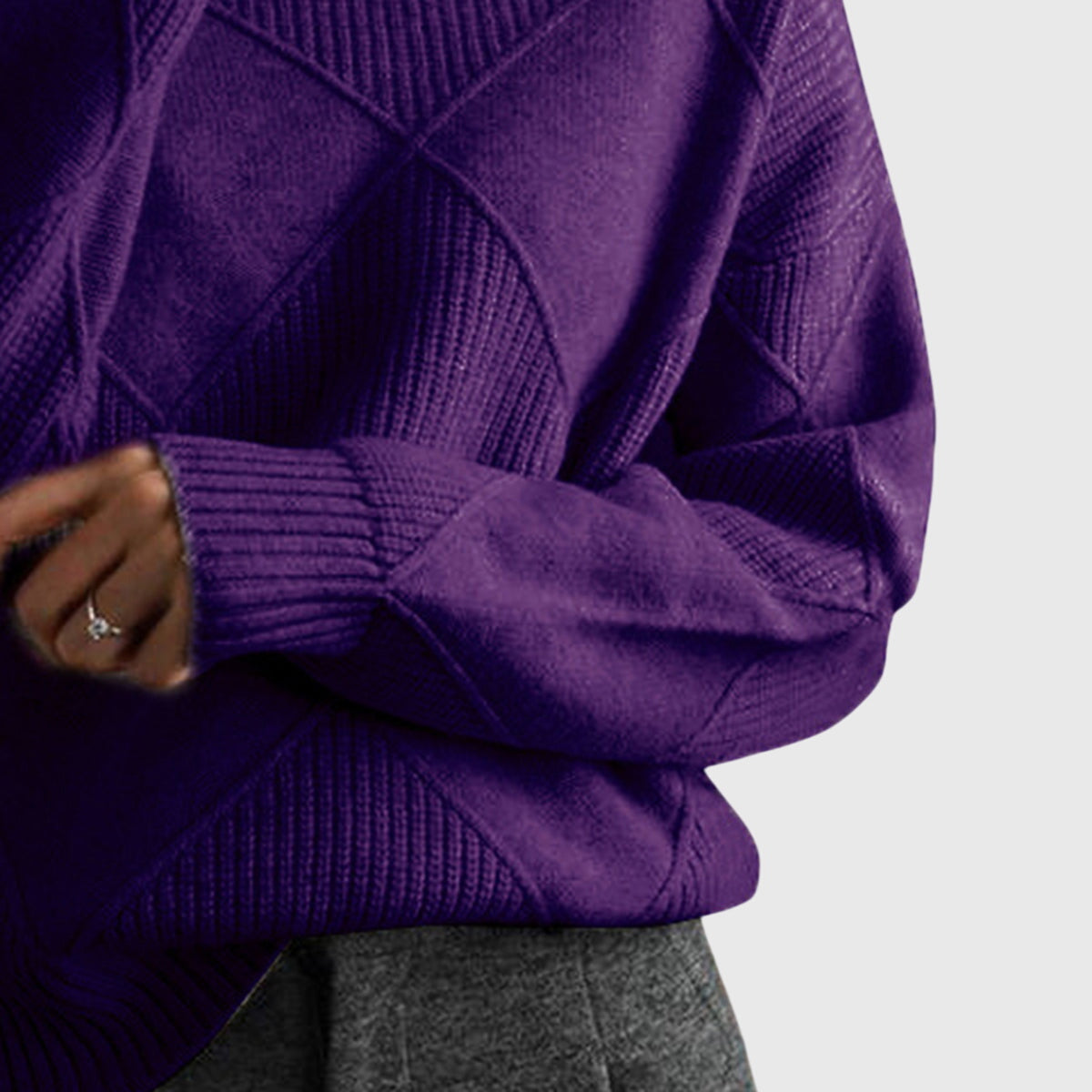 Annelise Diamond-Knit Turtleneck