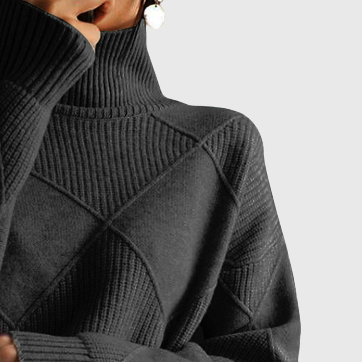 Annelise Diamond-Knit Turtleneck