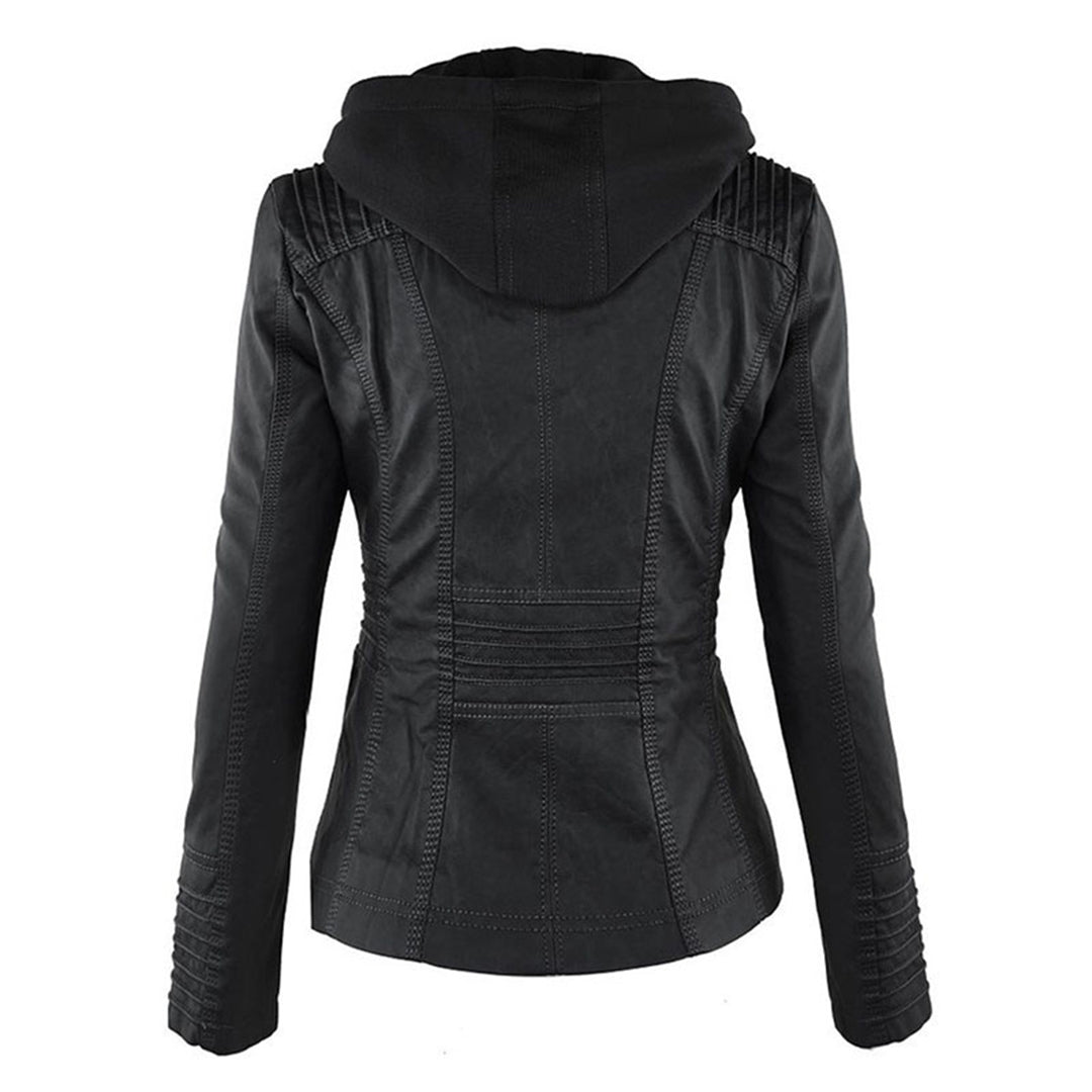 Cordelia - Elegant Hooded Biker Jacket