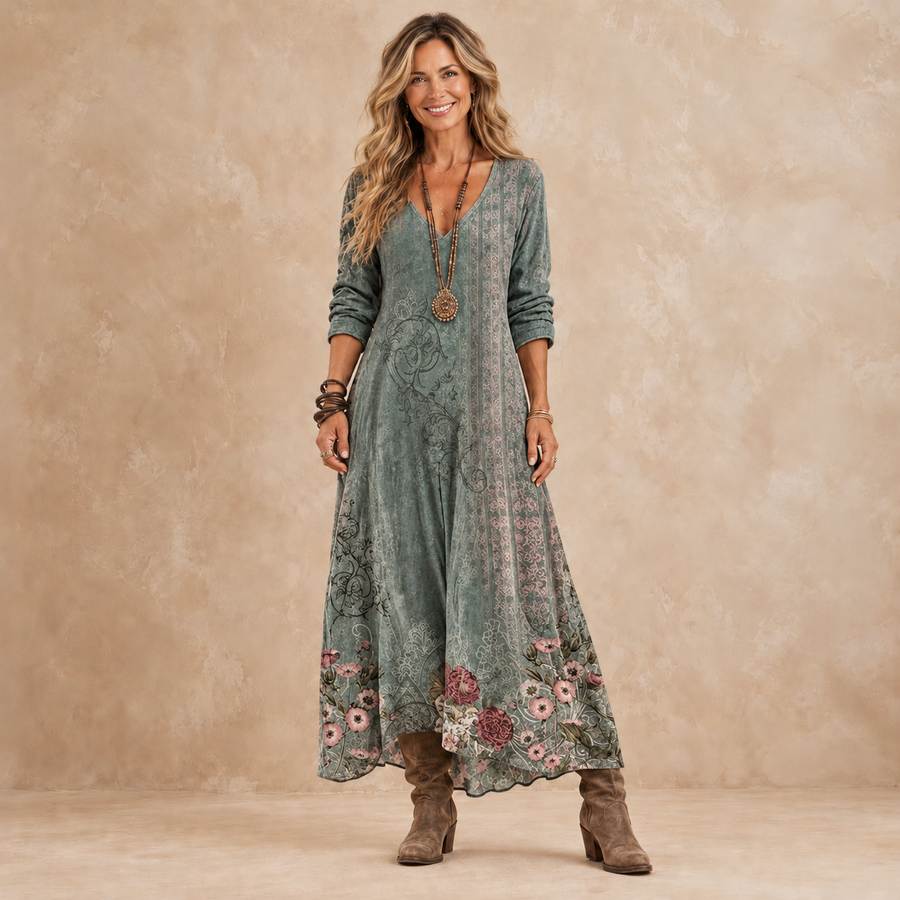 LORELLA | VINTAGE ROSE PRINT MAXI DRESS