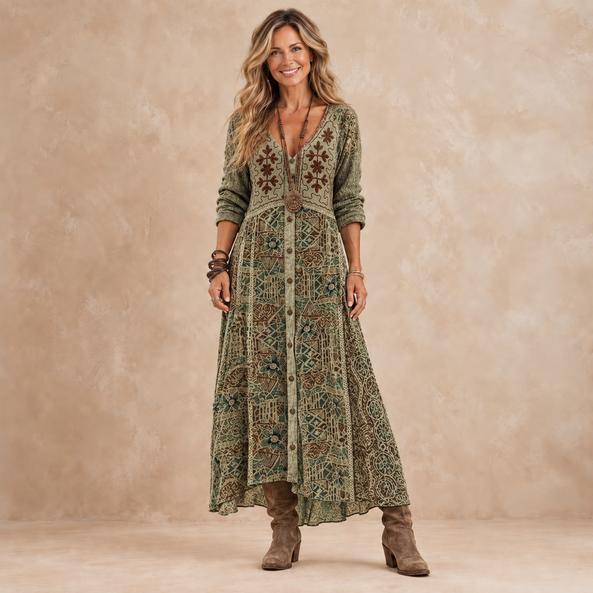 LINNET | BOTANICAL PRINT BUTTON-FRONT MAXI DRESS