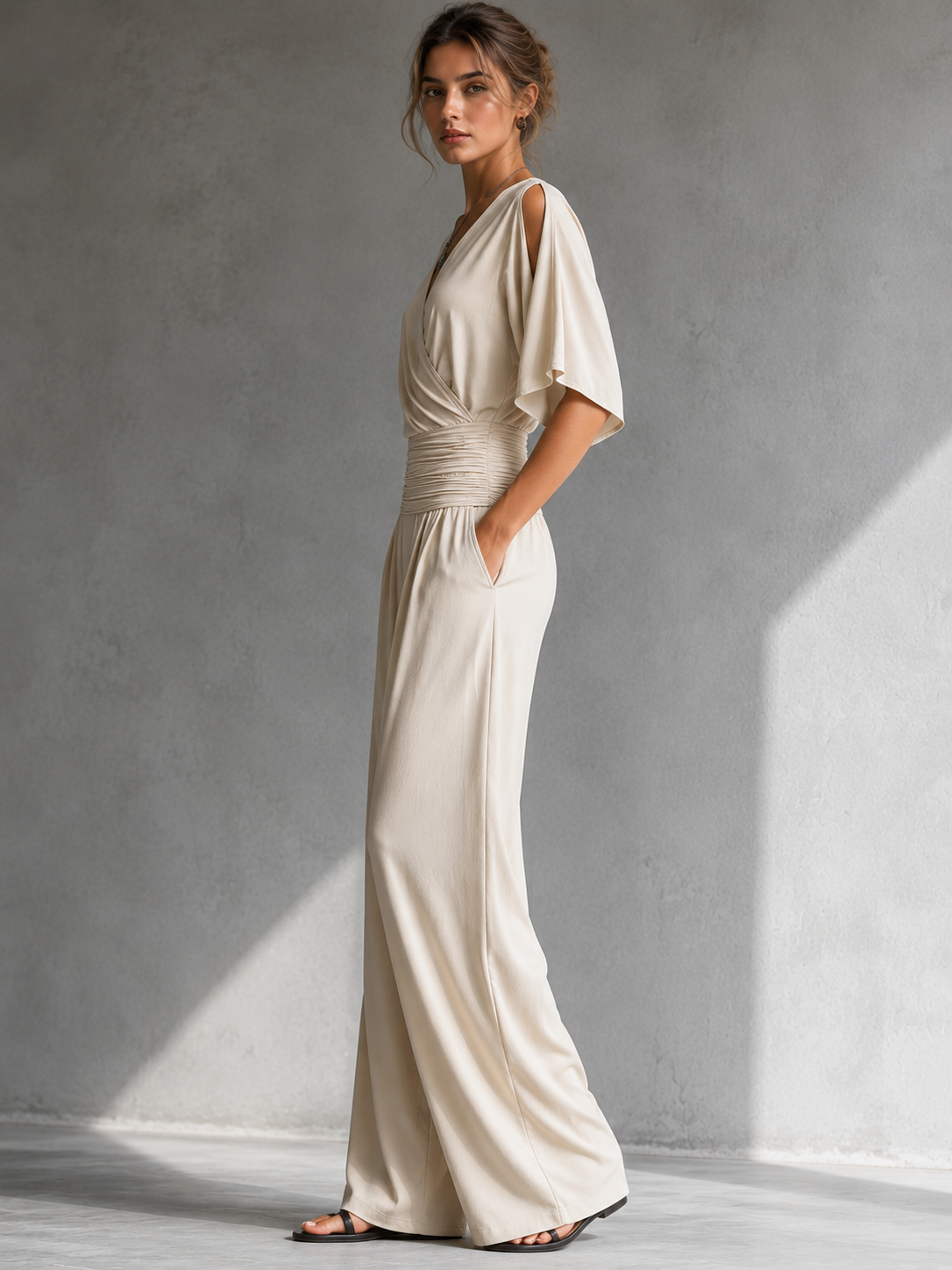 GEORGIE | WRAP WIDE-LEG JUMPSUIT WITH POCKETS