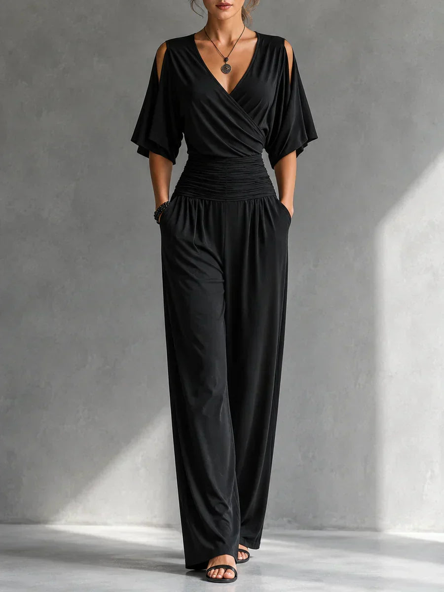 GEORGIE | WRAP WIDE-LEG JUMPSUIT WITH POCKETS