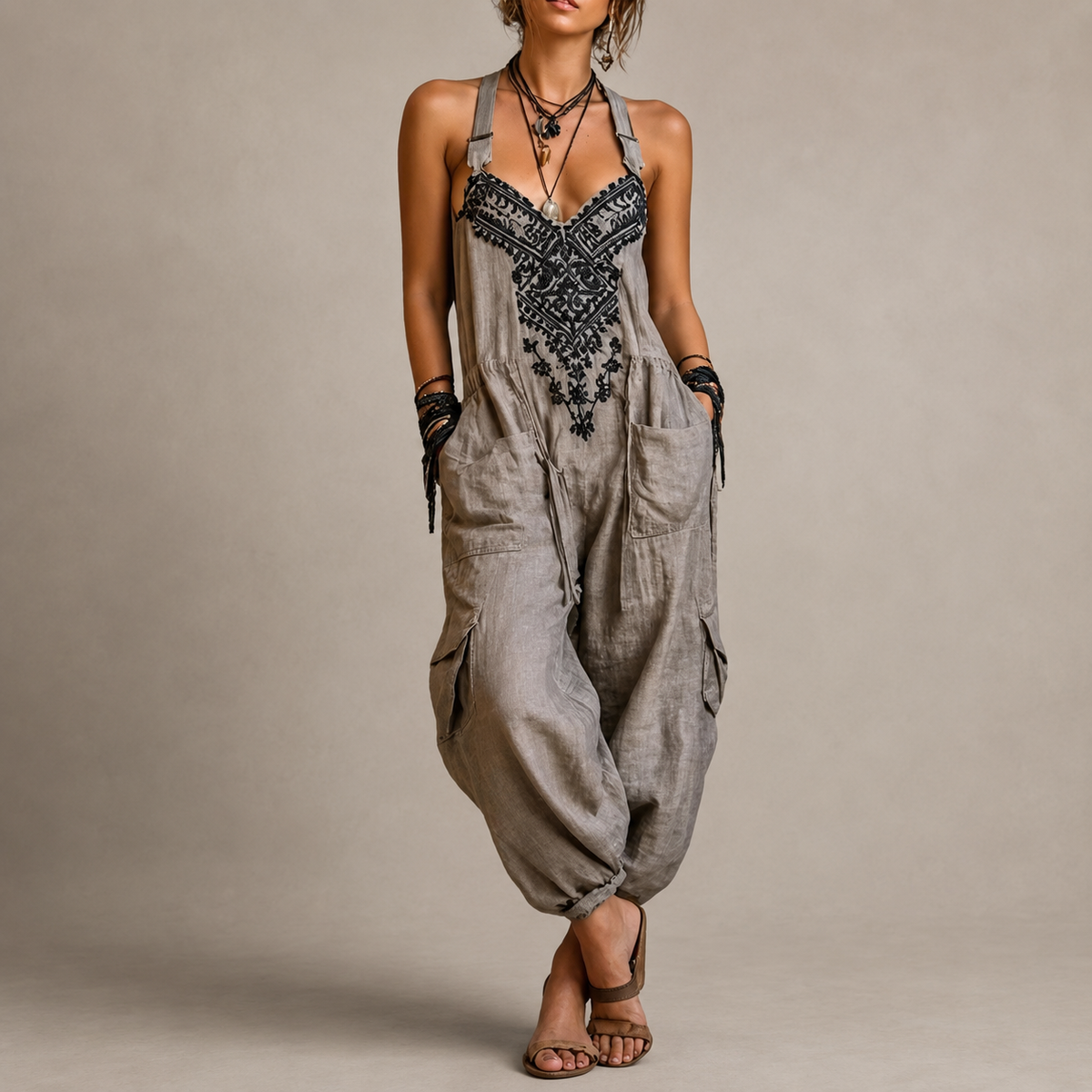 WILLA | EMBROIDERED BOHO JUMPSUIT