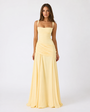 ENIE | Maxi Dress with Gathered Square Neckline