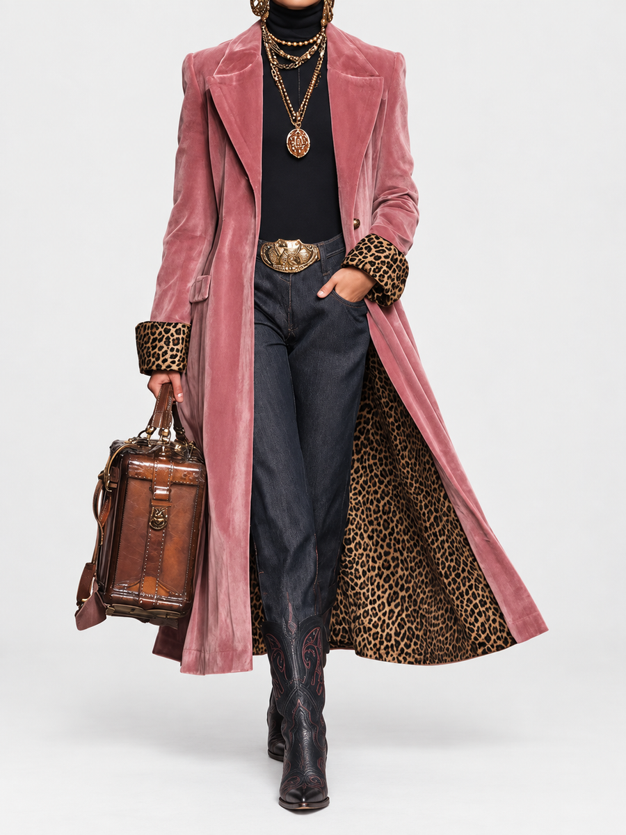 Arabella - Longline Tailored Velvet-Effect Coat