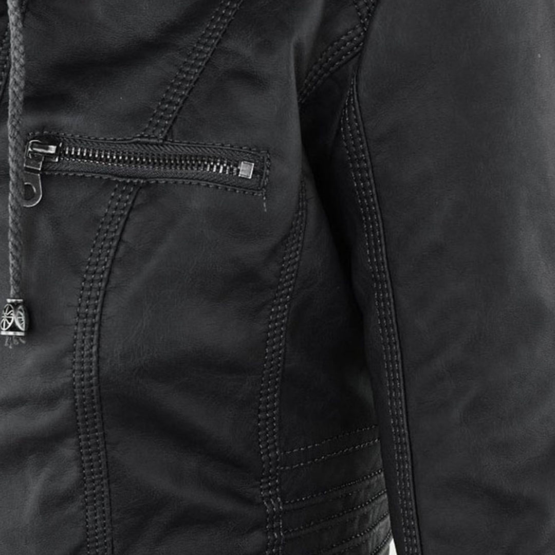 Cordelia - Elegant Hooded Biker Jacket