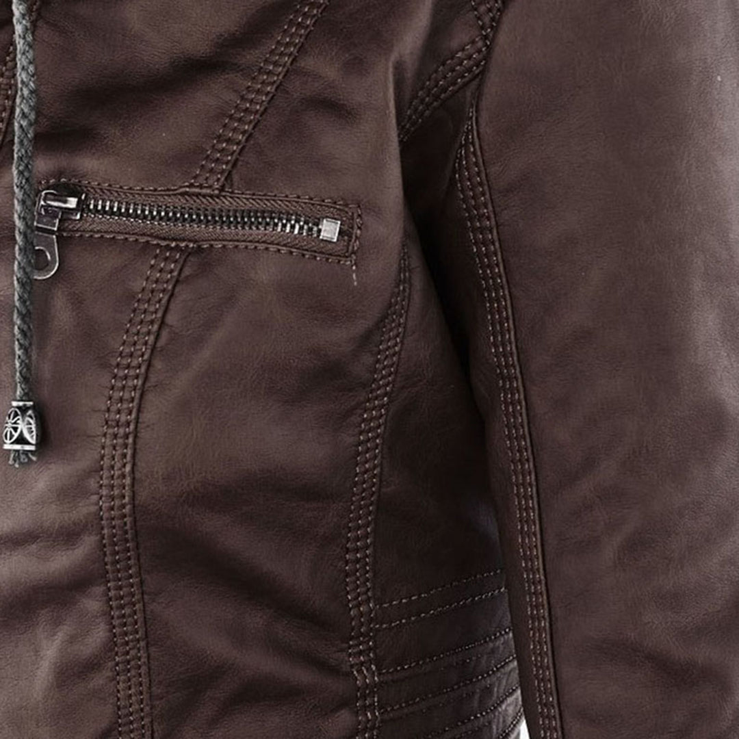 Cordelia - Elegant Hooded Biker Jacket