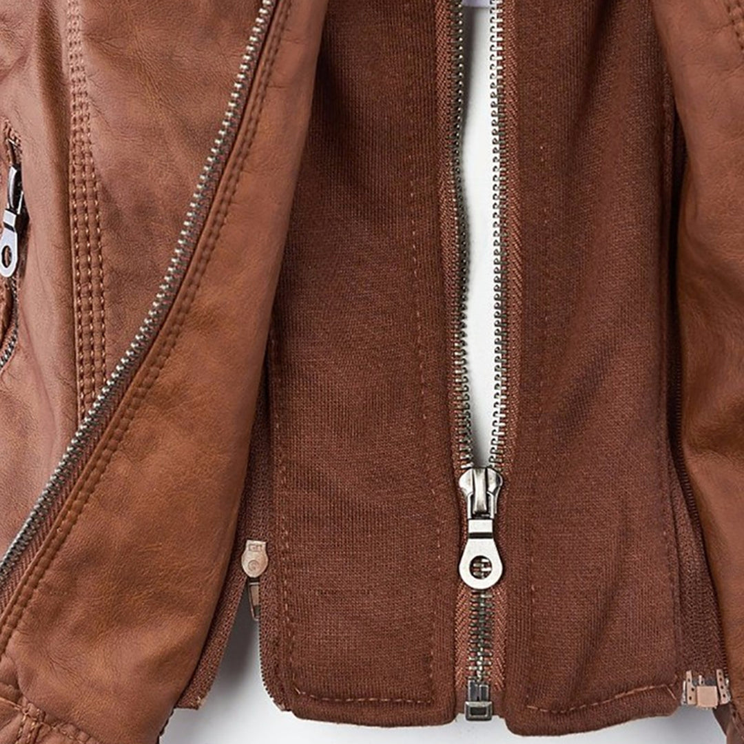 Cordelia - Elegant Hooded Biker Jacket