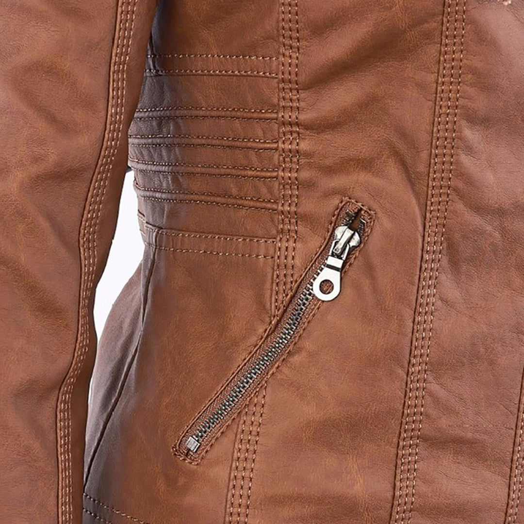 Cordelia - Elegant Hooded Biker Jacket