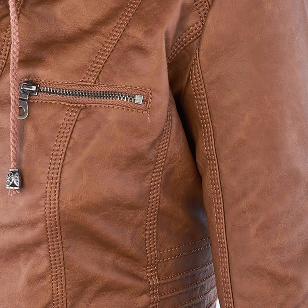 Cordelia - Elegant Hooded Biker Jacket